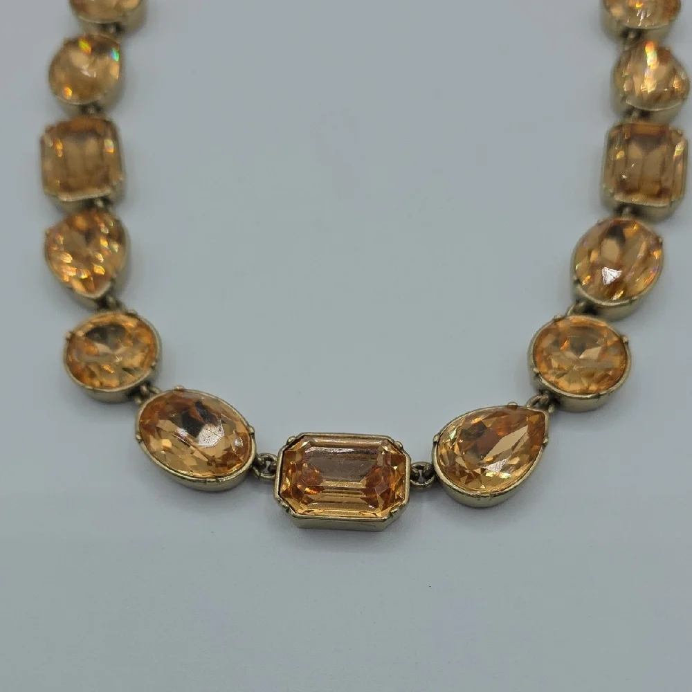 J. Crew Gold Necklace with Amber Stones
